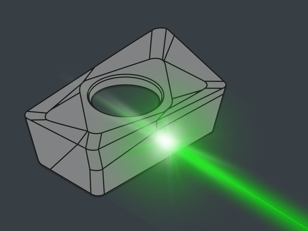 Exemplarische Darstellung der Beschriftung einer Wendeschneidplatte mittels Laser