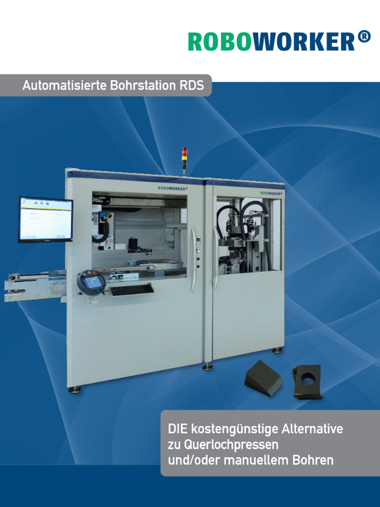 Titelbild der Broschüre zur Automatisierten Bohrstation RDS von ROBOWORKER
